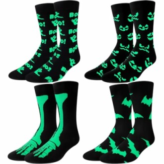 4 Pairs Glow in the Dark Halloween Socks