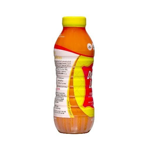 Orange and yellow mango-flavored drink bottle