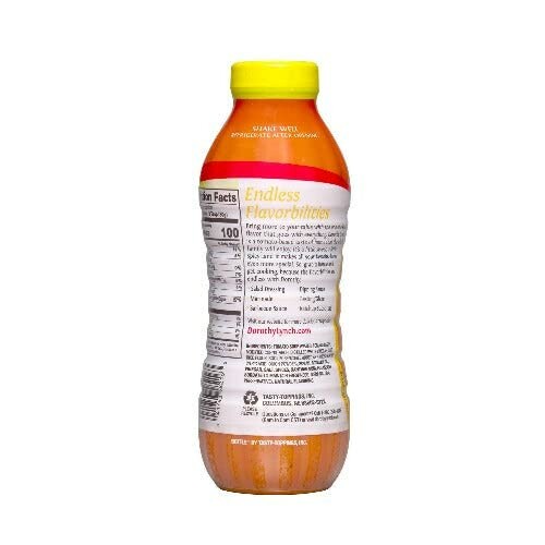 Orange bottle with nutrition facts and text on label