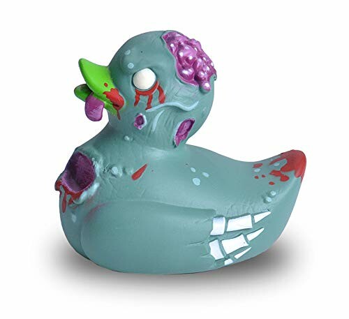 Zombie-themed rubber duck with brain and blood details.